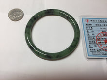 Load image into Gallery viewer, 58.1mm Certified 100% Natural Fresh Young Green/Dark Green/Black Green Ink Painting (绿水墨) Round Cut Nephrite (Wulanhai 乌兰海碧玉) Bangle HN180-7344