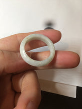 Load image into Gallery viewer, 21mm 100% natural type A sunny green/white jadeite jade band ring G105-11 1/2