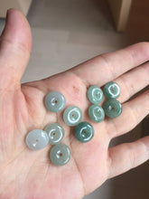 Load image into Gallery viewer, 11.5mm Type A 100% Natural icy watery oily dark green gray black(油青) Jadeite Jade Safety Guardian Button donuts Pendant group PC222 add on item