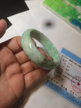 Load image into Gallery viewer, 50.5mm Certified Type A 100% Natural sunny apple green/brown oval Jadeite Jade bangle AZ134-1459