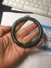 Load image into Gallery viewer, 60.2mm Certified Type A 100% Natural oily dark green(老油青) gray black round cut Jadeite Jade bangle BH102-0692