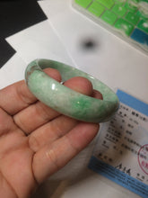 Load image into Gallery viewer, 50.5mm Certified Type A 100% Natural sunny apple green/brown oval Jadeite Jade bangle AZ134-1459