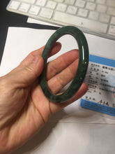 Load image into Gallery viewer, 60.2mm Certified Type A 100% Natural oily dark green(老油青) gray black round cut Jadeite Jade bangle BH102-0692