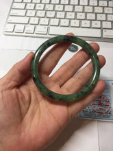 Load image into Gallery viewer, 58.1mm Certified 100% Natural Fresh Young Green/Dark Green/Black Green Ink Painting (绿水墨) Round Cut Nephrite (Wulanhai 乌兰海碧玉) Bangle HN180-7344
