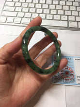 Load image into Gallery viewer, 58.1mm Certified 100% Natural Fresh Young Green/Dark Green/Black Green Ink Painting (绿水墨) Round Cut Nephrite (Wulanhai 乌兰海碧玉) Bangle HN180-7344