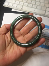 Load image into Gallery viewer, 60.2mm Certified Type A 100% Natural oily dark green(老油青) gray black round cut Jadeite Jade bangle BH102-0692