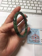Load image into Gallery viewer, 58.1mm Certified 100% Natural Fresh Young Green/Dark Green/Black Green Ink Painting (绿水墨) Round Cut Nephrite (Wulanhai 乌兰海碧玉) Bangle HN180-7344