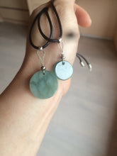 Load image into Gallery viewer, 100% natural icy watery dark green/gray jadeite jade safe and sound couple pendant pair BG4