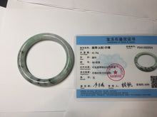 Load image into Gallery viewer, 55.2mm certified 100% natural Type A light green with green floating flowers round cut jadeite jade bangle BS109-2524