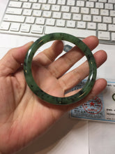 Load image into Gallery viewer, 58.1mm Certified 100% Natural Fresh Young Green/Dark Green/Black Green Ink Painting (绿水墨) Round Cut Nephrite (Wulanhai 乌兰海碧玉) Bangle HN180-7344