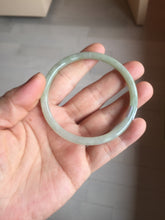 Load image into Gallery viewer, 56mm certified Type A 100% Natural light green brown gray slim round cut Jadeite Jade bangle PH206-6184