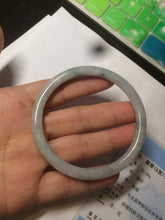 Load image into Gallery viewer, 56.8mm certified Type A 100% Natural green/white slim round cut Jadeite Jade bangle M84-0142