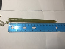 Load image into Gallery viewer, 15.5 cm 100% Natural Light Green/yellow Bamboo-Style Xiu Jade (Serpentine) Hairpin with fish tail Hanging Ornament AW45