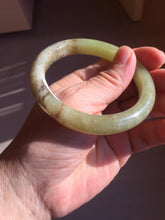 Load image into Gallery viewer, 55.5mm Certified Type A 100% Natural green yellow/sugar brown flying dandelions nephrite Jade bangle HN51-0488