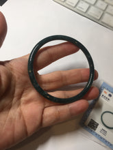 Load image into Gallery viewer, 59.5mm Certified Type A 100% Natural dark green/blue/gray with Guatemala slim round cut Jadeite bangle BG201-8853