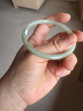 Load image into Gallery viewer, 56mm certified Type A 100% Natural light green brown gray slim round cut Jadeite Jade bangle PH206-6184