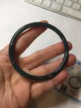 Load image into Gallery viewer, 59.5mm Certified Type A 100% Natural dark green/blue/gray with Guatemala slim round cut Jadeite bangle BG201-8853