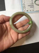Load image into Gallery viewer, 55.4mm Certified type A 100% Natural green/yellow/gray oval shape jadeite jade bangle PC227-7408