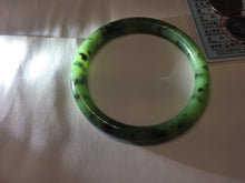 Load image into Gallery viewer, 58.1mm Certified 100% Natural Fresh Young Green/Dark Green/Black Green Ink Painting (绿水墨) Round Cut Nephrite (Wulanhai 乌兰海碧玉) Bangle HN180-7344