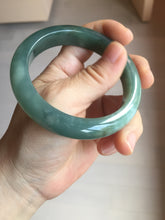 Load image into Gallery viewer, 57.2mm Certified type A 100% Natural oily dark green (老油青) blue gray black Mountains Afar (远山)Jadeite bangle PC260-0550