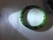 Load image into Gallery viewer, 58.1mm Certified 100% Natural Fresh Young Green/Dark Green/Black Green Ink Painting (绿水墨) Round Cut Nephrite (Wulanhai 乌兰海碧玉) Bangle HN180-7344