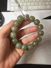 Load image into Gallery viewer, 100% Natural 13.8x13mm green/yellow/brown vintage style nephrite Jade bead man bracelet HF9