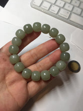 Load image into Gallery viewer, 12x10.7mm 100% Natural light green/yellow vintage style nephrite Jade bead bracelet HE98