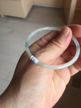Load image into Gallery viewer, 51.4mm certified 100% natural Type A icy watery light green clear Supper skinny round cut jadeite jade bangle PH205-6185