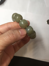 Load image into Gallery viewer, 100% Natural 13.8x13mm green/yellow/brown vintage style nephrite Jade bead man bracelet HF9