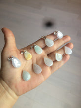 Load image into Gallery viewer, 100% natural icy watery green/white/purple type A jadeite jade water drop pendant necklace group A122