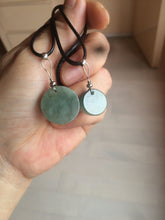 Load image into Gallery viewer, 100% natural icy watery dark green/gray jadeite jade safe and sound couple pendant pair BG4