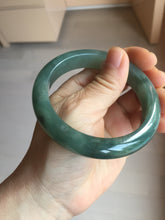 Load image into Gallery viewer, 57.5mm Certified type A 100% Natural oily dark green (老油青) blue gray black Mountains Afar (远山)Jadeite bangle PC259-0552