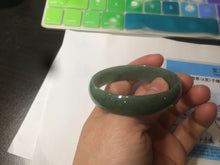 Load image into Gallery viewer, 51.6mm certified Type A 100% Natural oily dark green thin style Jadeite jade bangle M87-2820