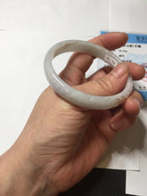 Load image into Gallery viewer, 56mm 100% Natural type A light green purple white carved flowers and golden-painted Jadeite Jade bangle PB227-0274