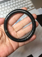 Load image into Gallery viewer, 58.6mm 100% Natural Dark Green/Black Meteorite Starry Night Sky Galaxy Nephrite Bangle HN181-0565