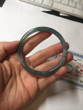 Load image into Gallery viewer, 56.3mm Certified Type A 100% Natural dark green/blue/gray with Guatemala slim round cut Jadeite bangle BG202-8832