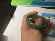 Load image into Gallery viewer, 51.6mm certified Type A 100% Natural oily dark green thin style Jadeite jade bangle M87-2820