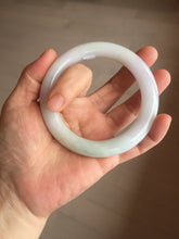 Load image into Gallery viewer, 60.5mm certified 100% natural light green/white/purple chubby round cut jadeite jade bangle BS39-8572