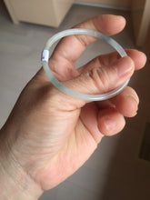 Load image into Gallery viewer, 51.4mm certified 100% natural Type A icy watery light green clear Supper skinny round cut jadeite jade bangle PH205-6185