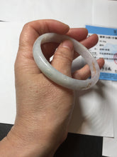 Load image into Gallery viewer, 56mm 100% Natural type A light green purple white carved flowers and golden-painted Jadeite Jade bangle PB227-0274