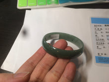 Load image into Gallery viewer, 51.6mm certified Type A 100% Natural oily dark green thin style Jadeite jade bangle M87-2820