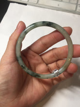 Load image into Gallery viewer, 55.6mm Certified Type A 100% Natural green/black/gray/purple with dark green floating flowers slim round cut Jadeite bangle PD46-5748