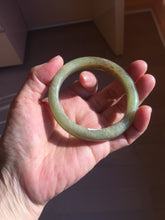 Load image into Gallery viewer, 56mm Certified Type A 100% Natural green yellow/sugar brown flying dandelions nephrite Jade bangle HN53-0479