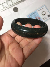 Load image into Gallery viewer, 58mm 100% Natural Dark Green/Black Meteorite Star Trail (星轨) Night Sky Galaxy Nephrite Bangle HN182-5903