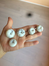 Load image into Gallery viewer, 100% Natural white beige with black/brown flying dandelions Osmanthus fragrant cheese cake nephrite Jade pendant/worry stone HT68