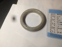 Load image into Gallery viewer, 52.8mm 100% Natural white/beige/gray with floating dandelions nephrite jade bangle HT96