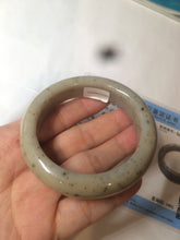 Load image into Gallery viewer, 52.8mm 100% Natural white/beige/gray with floating dandelions nephrite jade bangle HT96