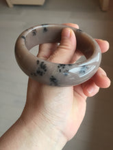 Load image into Gallery viewer, 60mm 100% natural chocolate milk color with flying leaf morning in the country chubby Quartzite (Shetaicui jade) bangle AW5