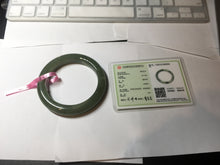 Load image into Gallery viewer, 57.4mm 100% natural certified dark green/gray nephrite jade bangle HF69-6454