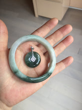 Load image into Gallery viewer, 54.6mm certified 100% natural oily dark green purple jadeite jade bangle pendnat set PA114-9119
